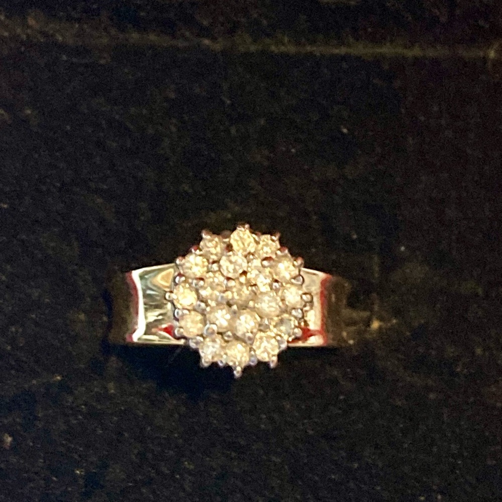 Silver Cluster Cubic Zirconia Ring - Sparkling White